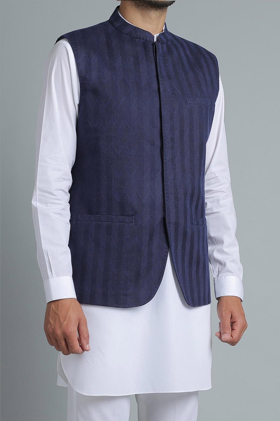 Embroidered Waistcoat Blue