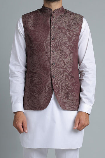 Embroidered Waistcoat Maroon