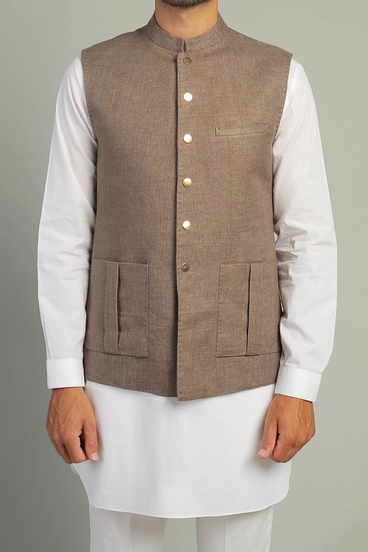 Linen Waistcoat Brown