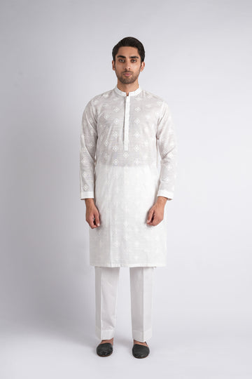 Embroidered-Kurta-White