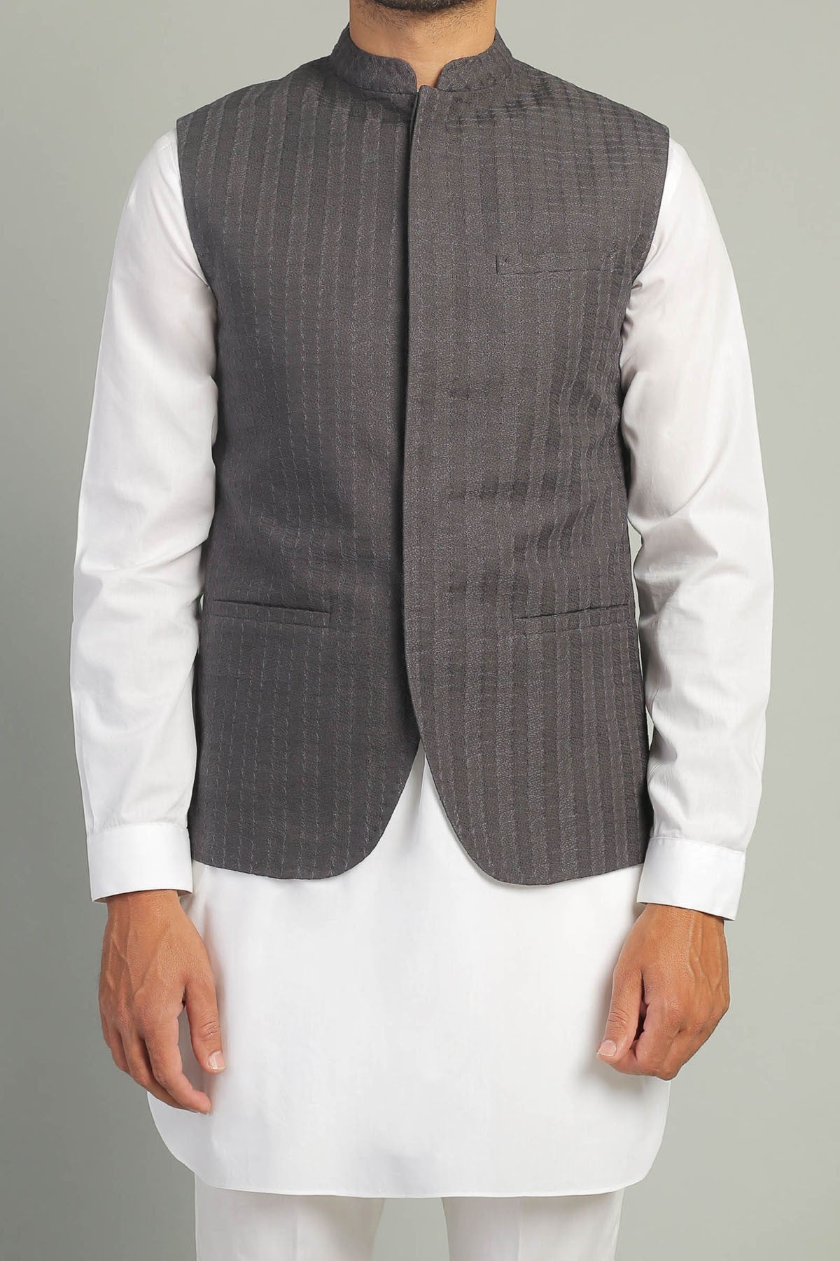 Embroidered Waistcoat Grey