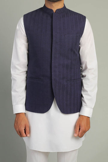 Embroidered Waistcoat Blue