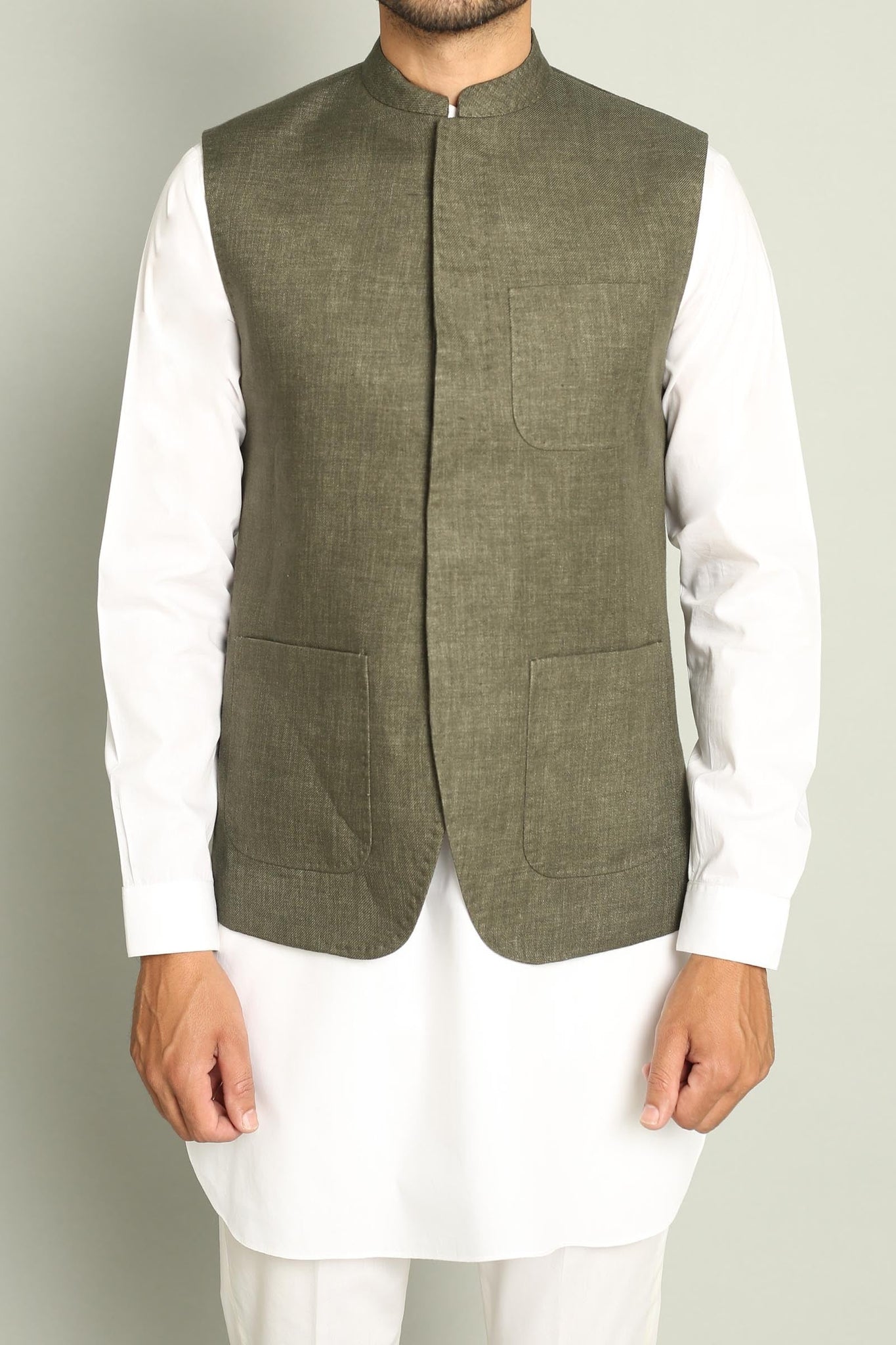 Linen Waiscoat Green