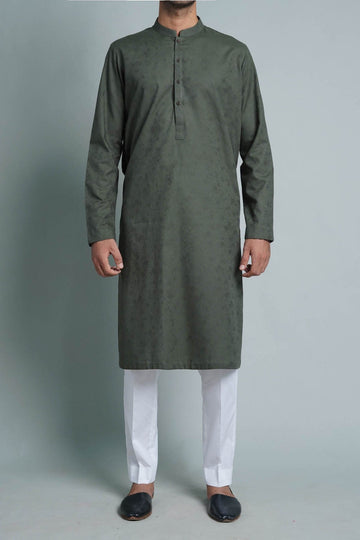 Jacquard Kurta Green