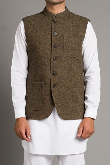 Wool Waistcoat Brown