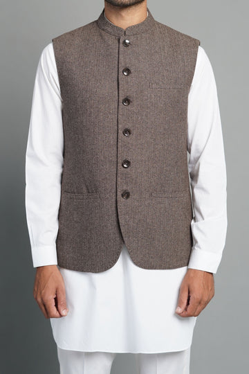 Wool Waistcoat Brown