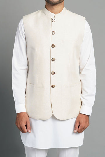 Handloom Waiscoat Off White