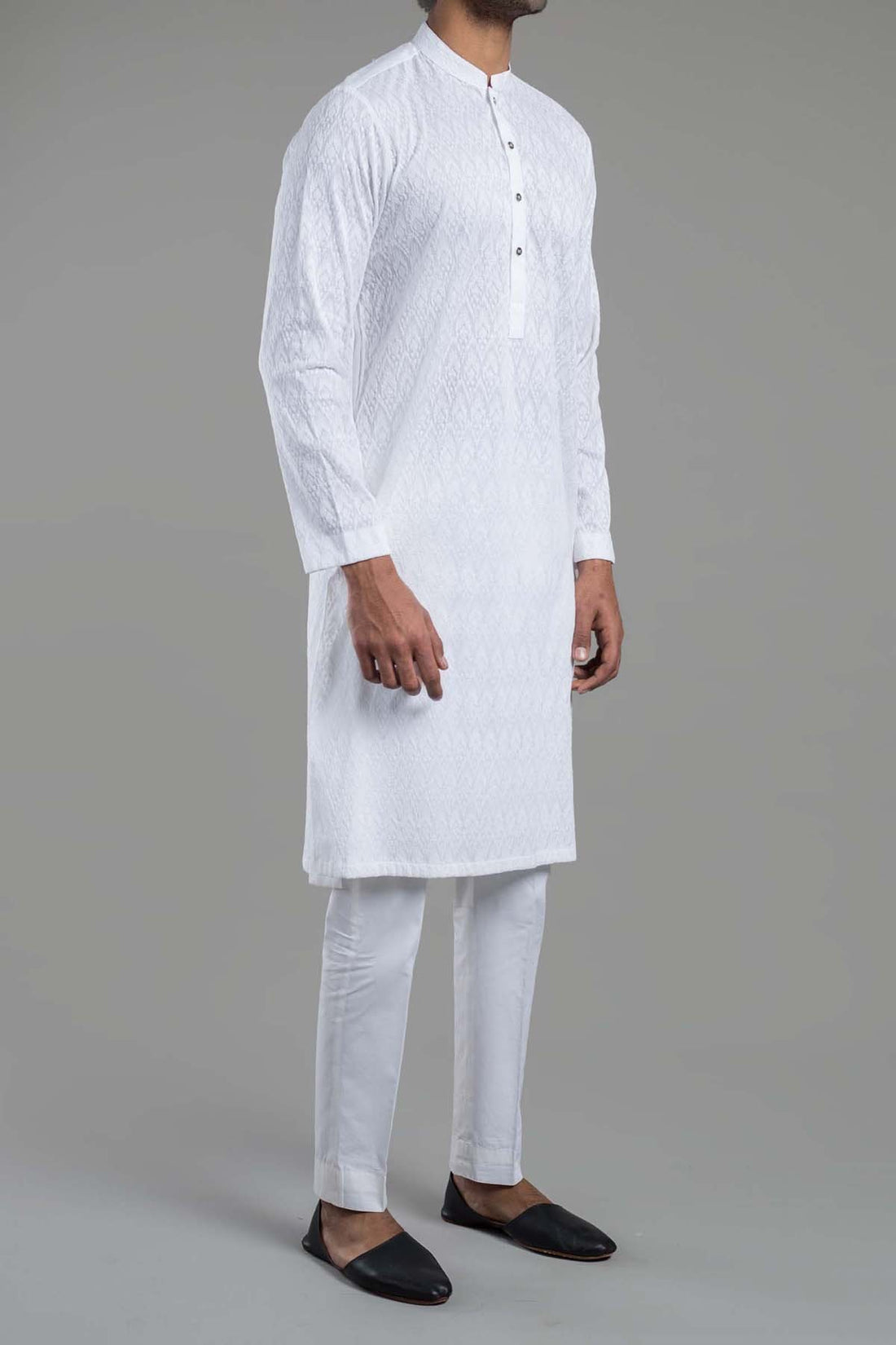 Embroidered Kurta Readymade White