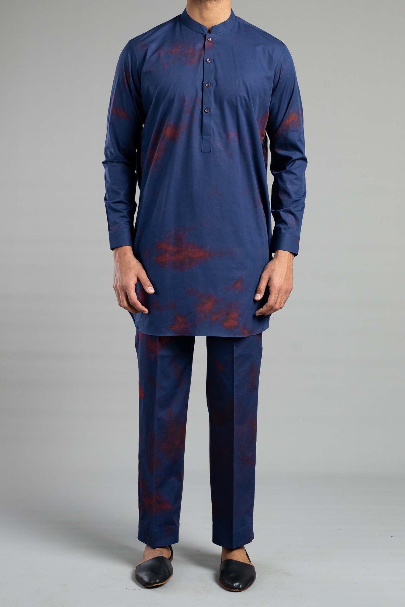 Tie Dye Kurta Trouser Navy Blue