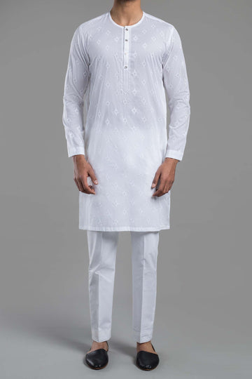 Embroidered Kurta Rdy White