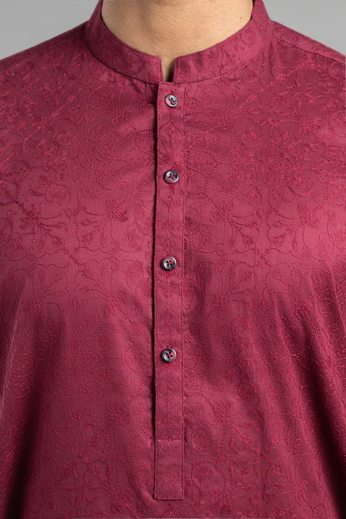 Embroidered Kurta Readymade Maroon