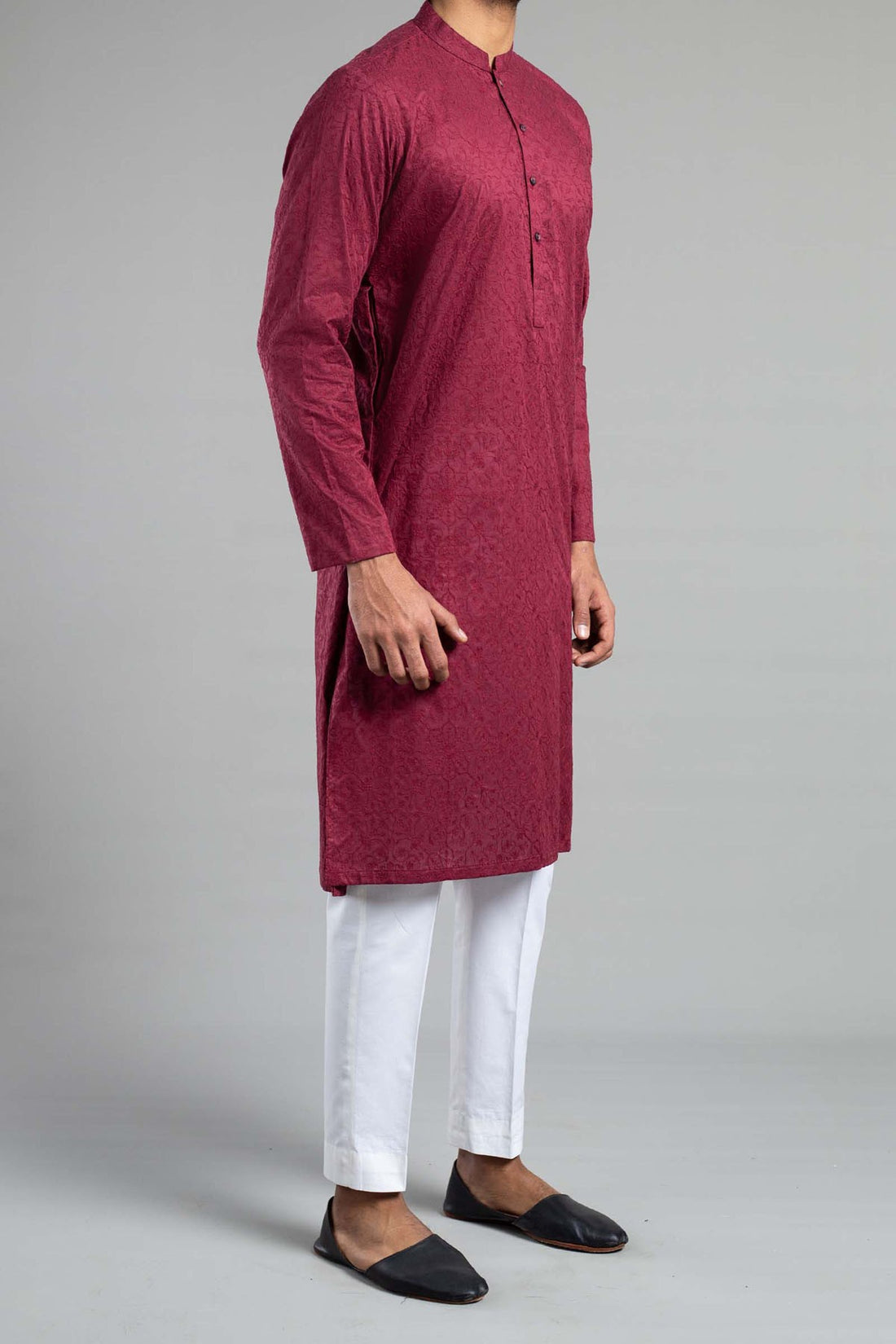 Embroidered Kurta Readymade Maroon