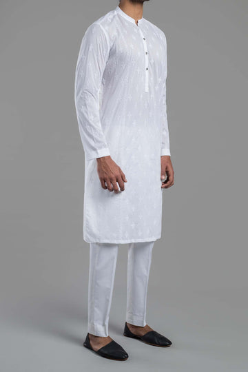 Embroidered Kurta Rdy White