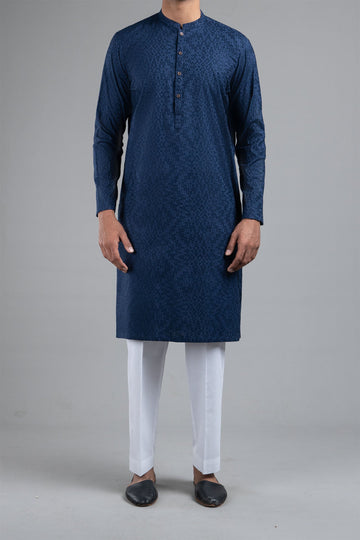 Embroidered Kurta Navy Blue