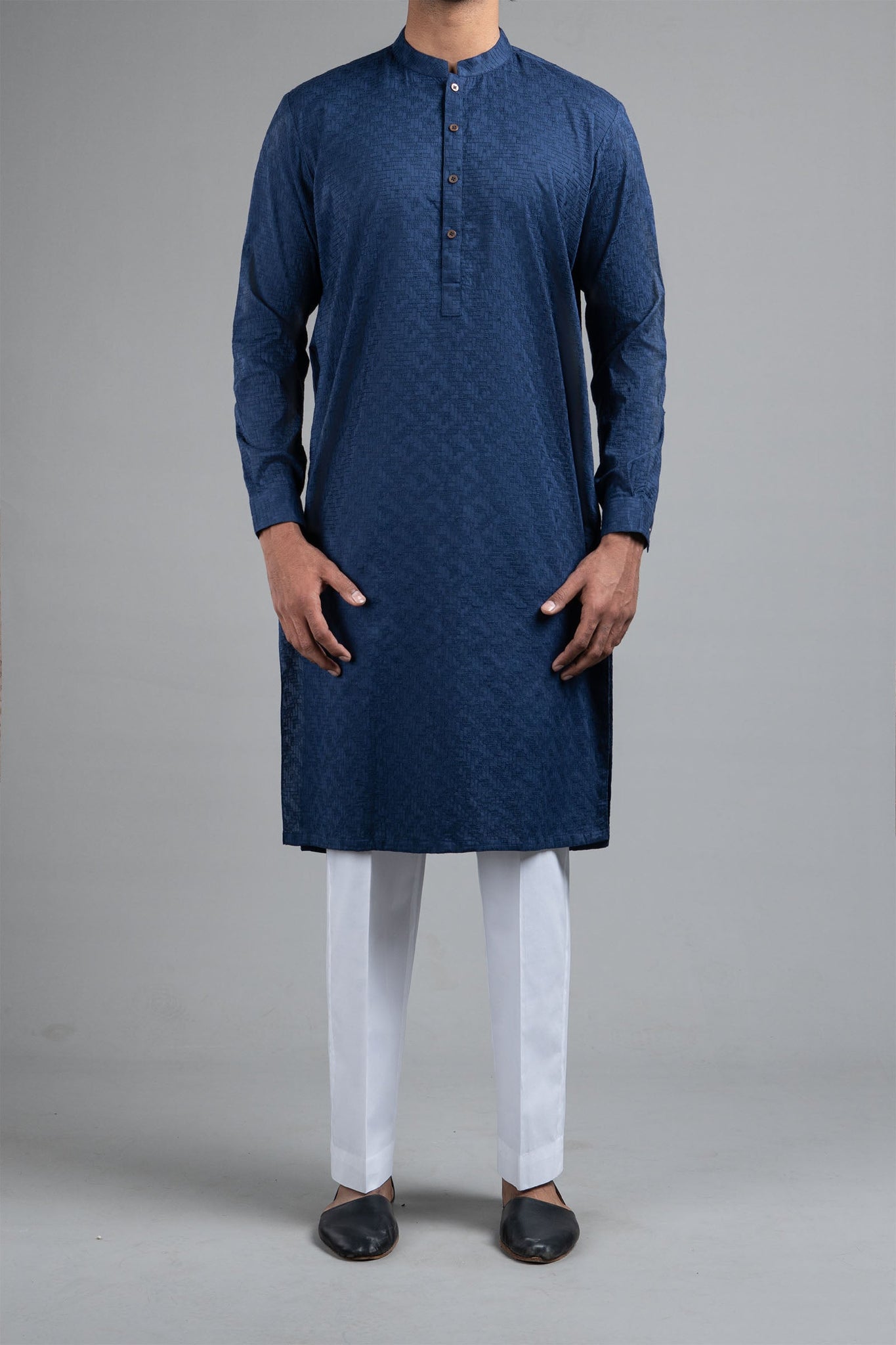 Embroidered Kurta Navy Blue