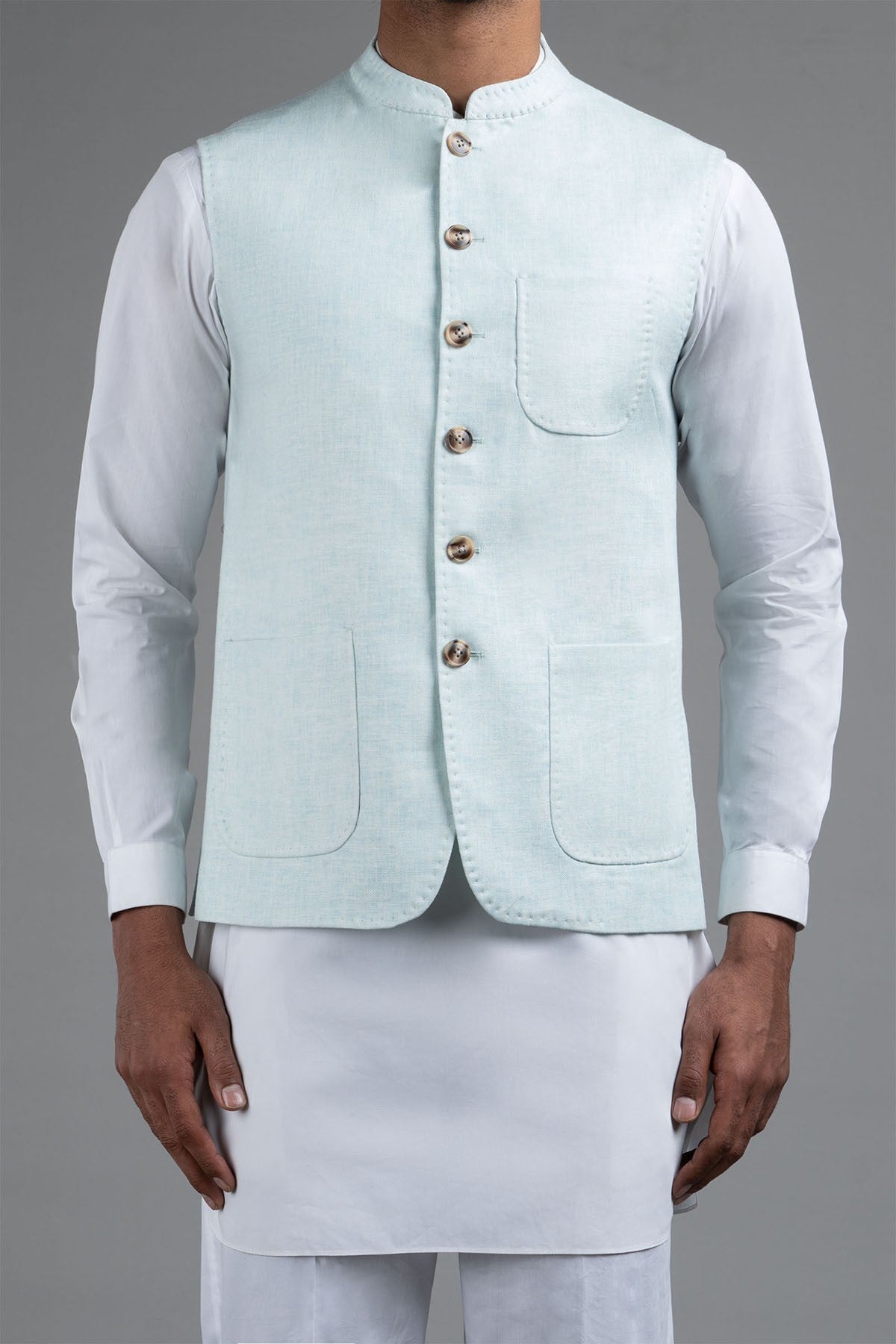 Cotton Waiscoat Sky Blue