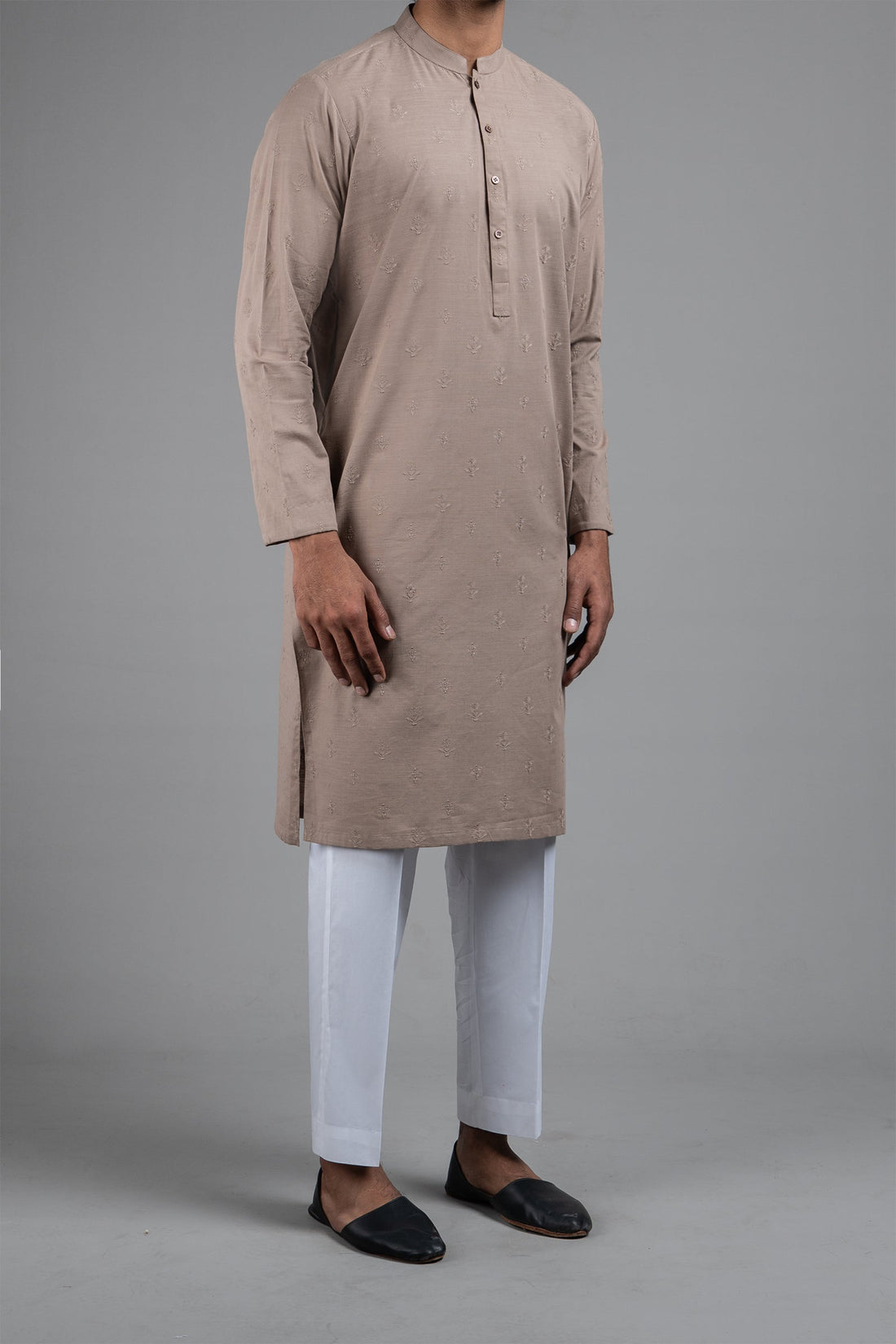 Embroidered Kurta Brown