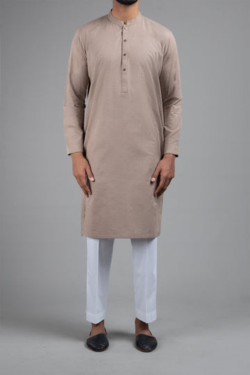 Embroidered Kurta Brown