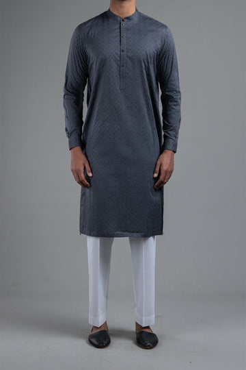 Embroidered Kurta Grey