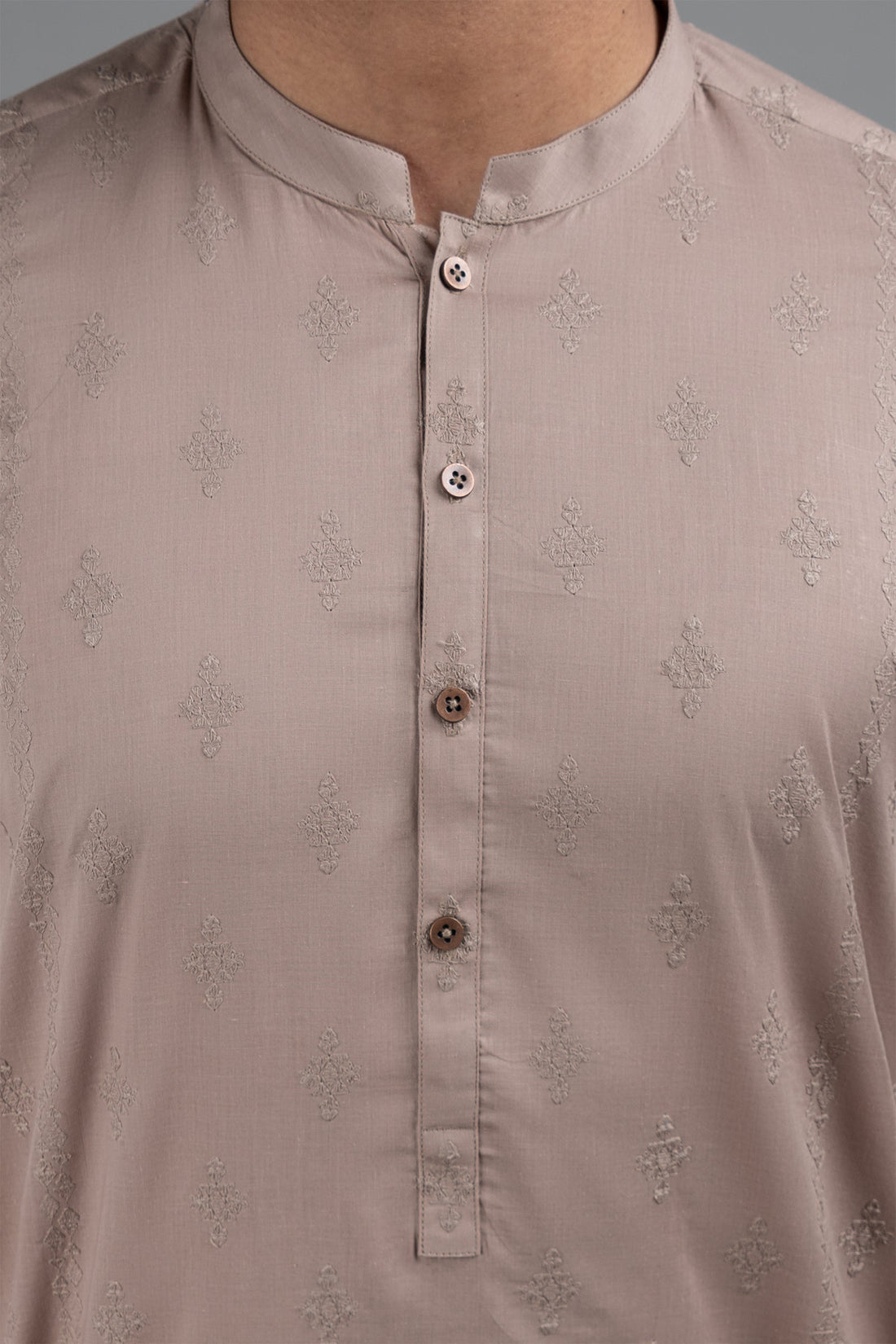 Embroidered Kurta Brown