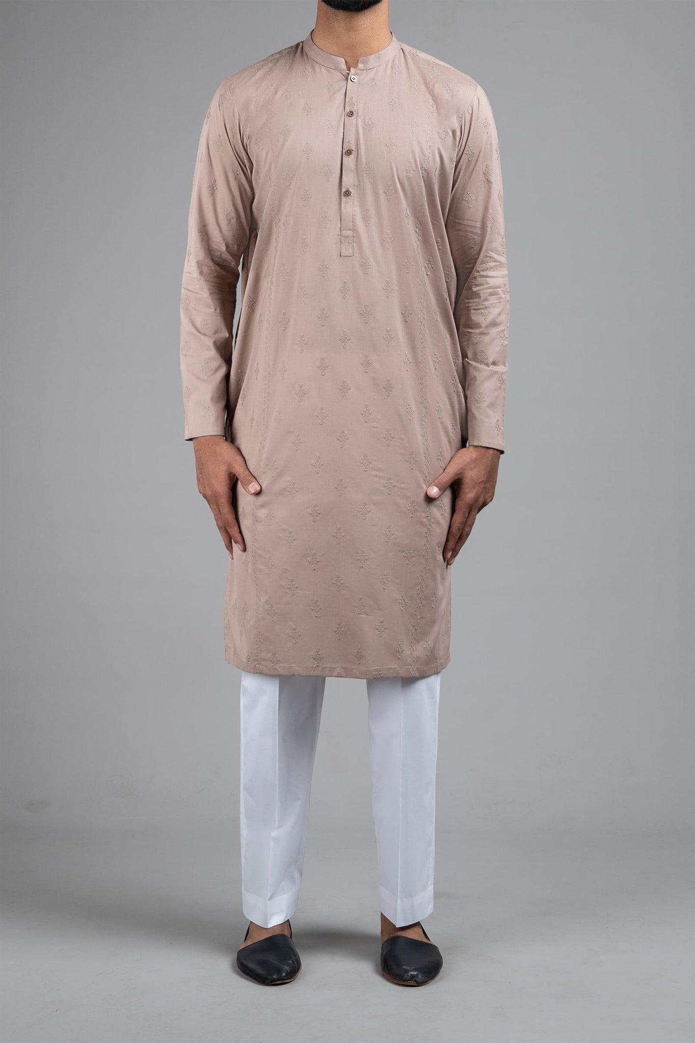 Embroidered Kurta Brown