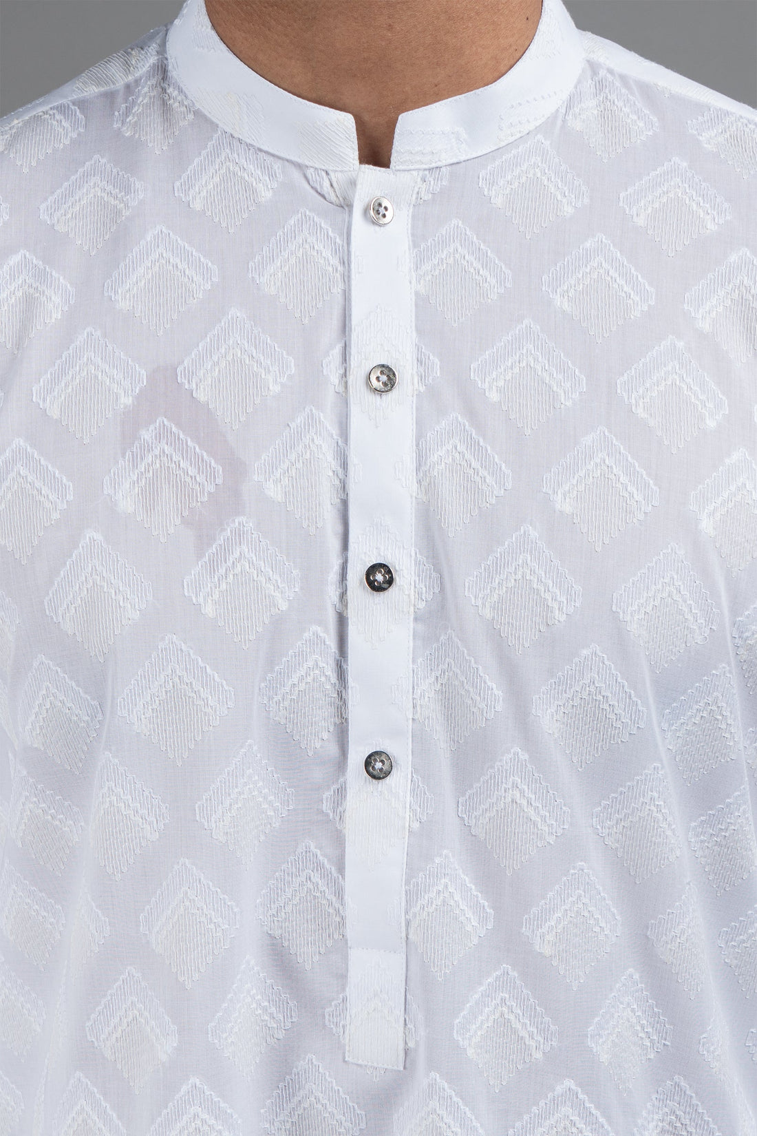 Embroidered Kurtra White