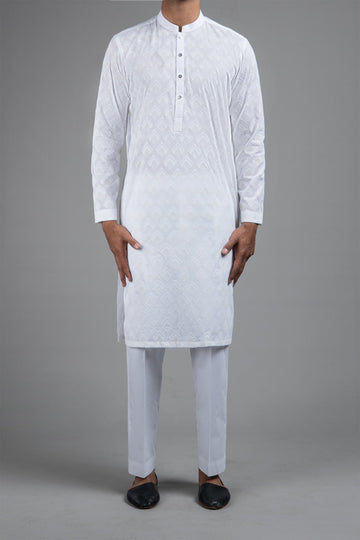 Embroidered Kurtra White