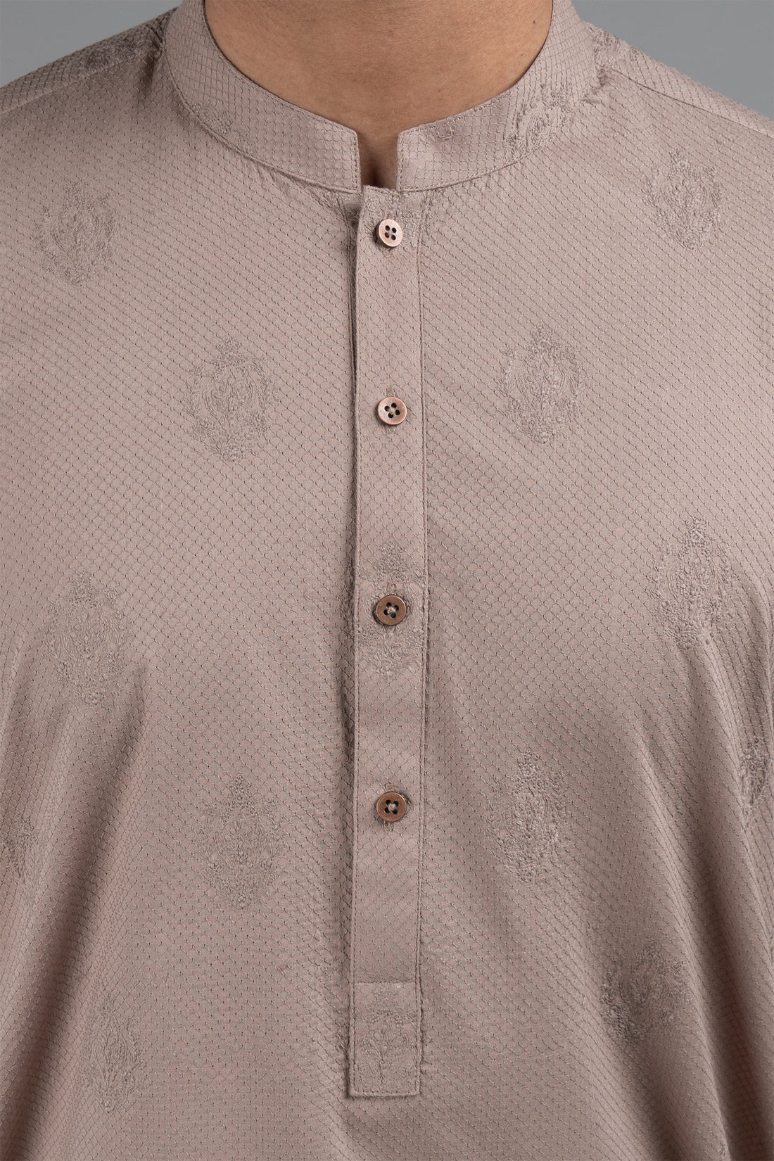 Embroidered Kurta Brown