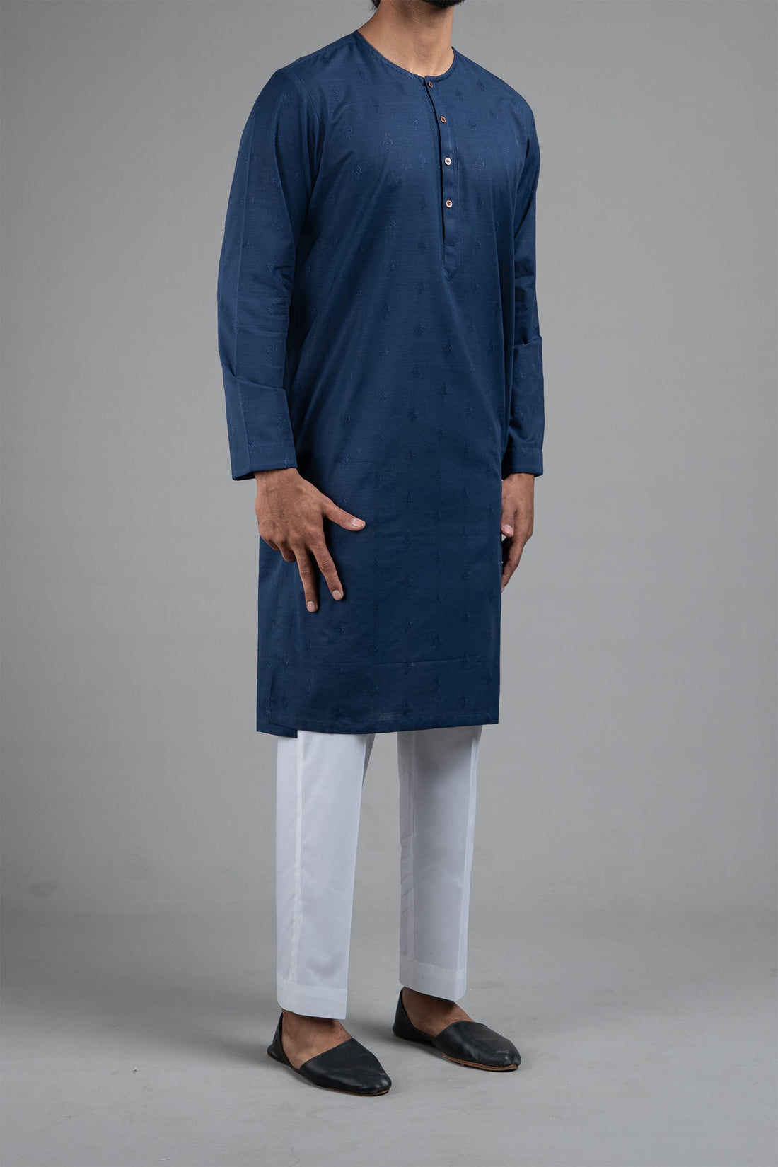 Embroidered Kurta Navy Blue