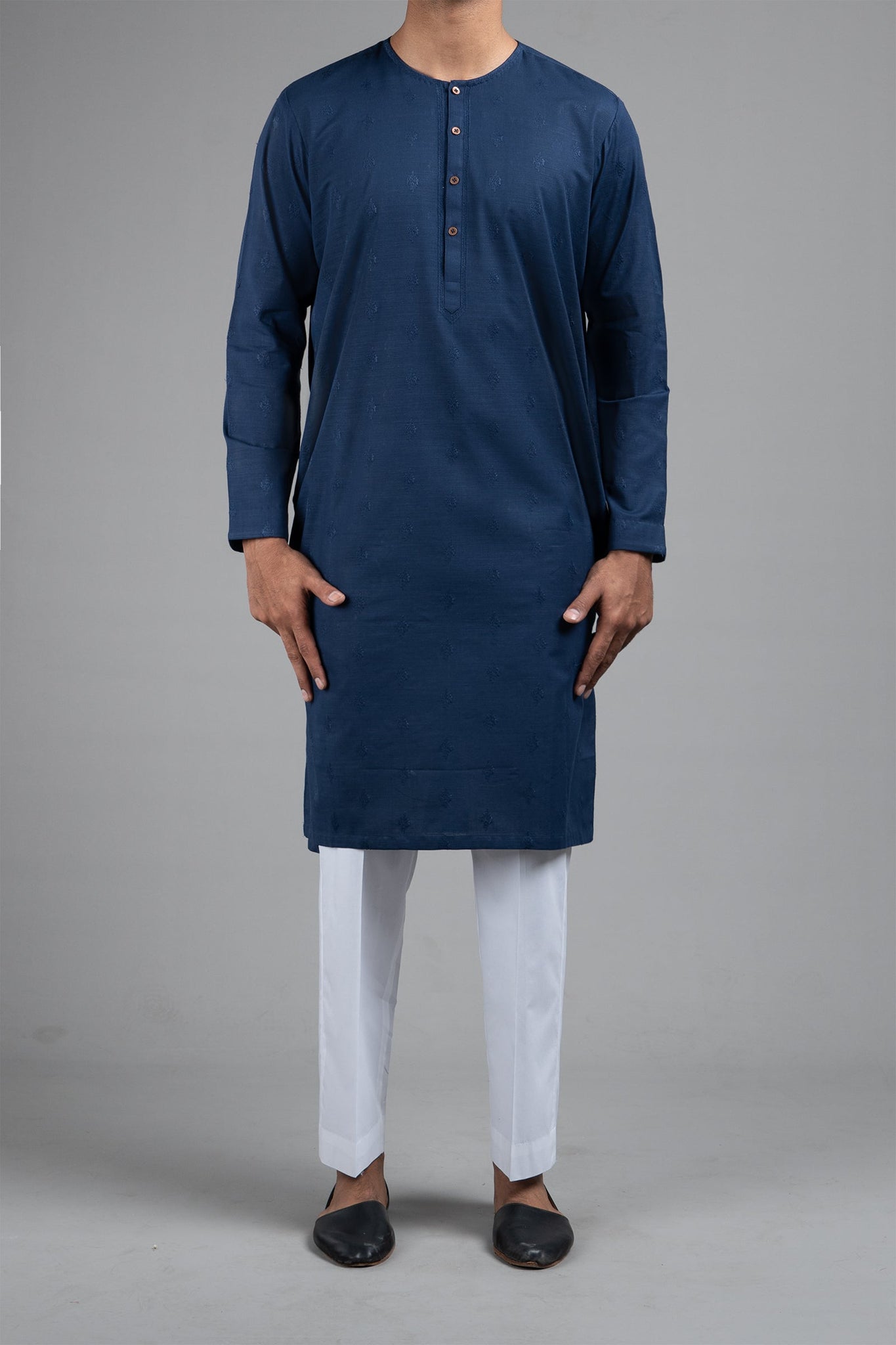 Embroidered Kurta Navy Blue