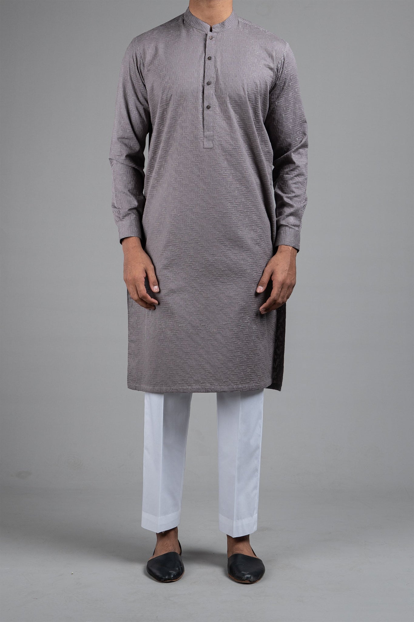 Embroidered Kurta Grey