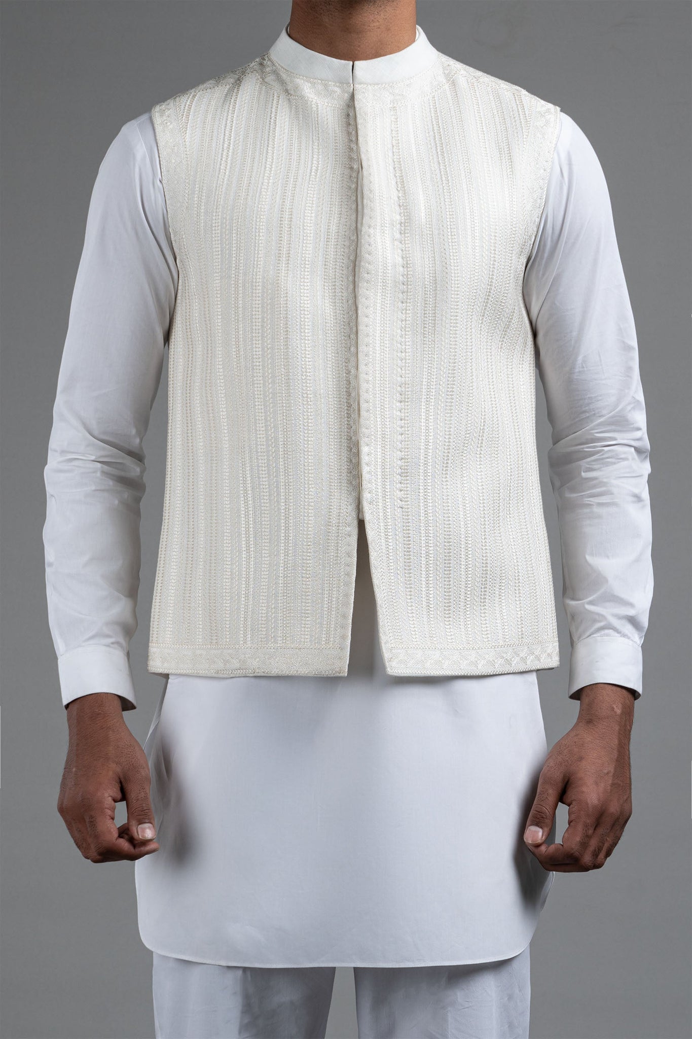 Embroidered Waistcoat White