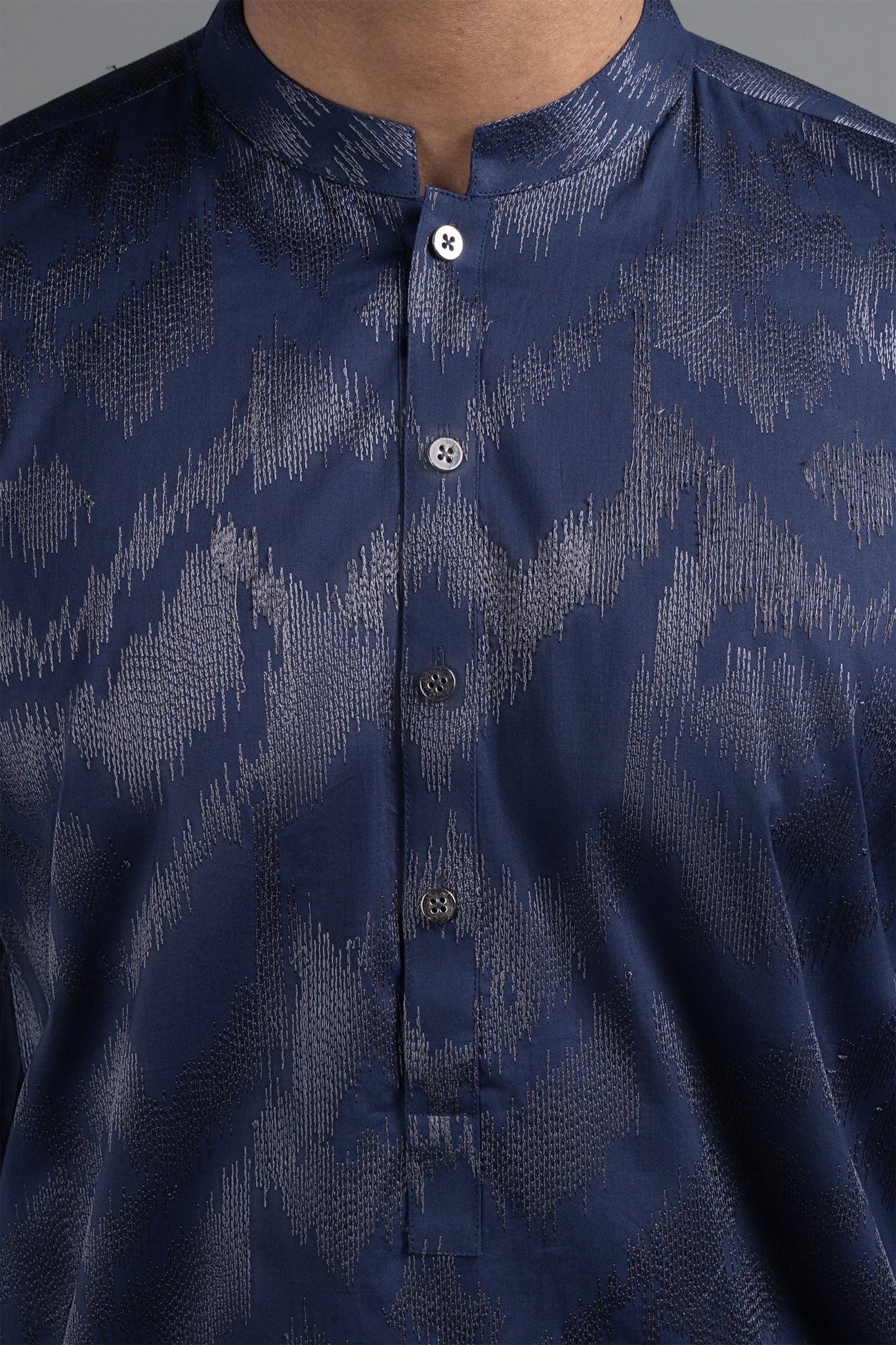 Embroidered Kurta Navy Blue