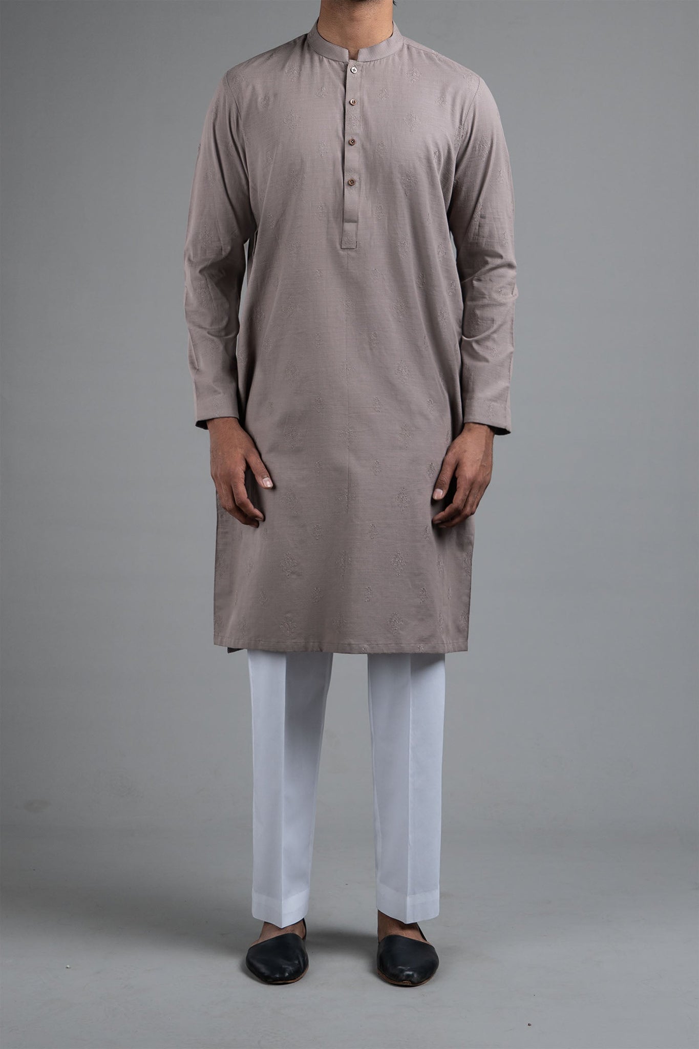 Embroidered Kurta Brown