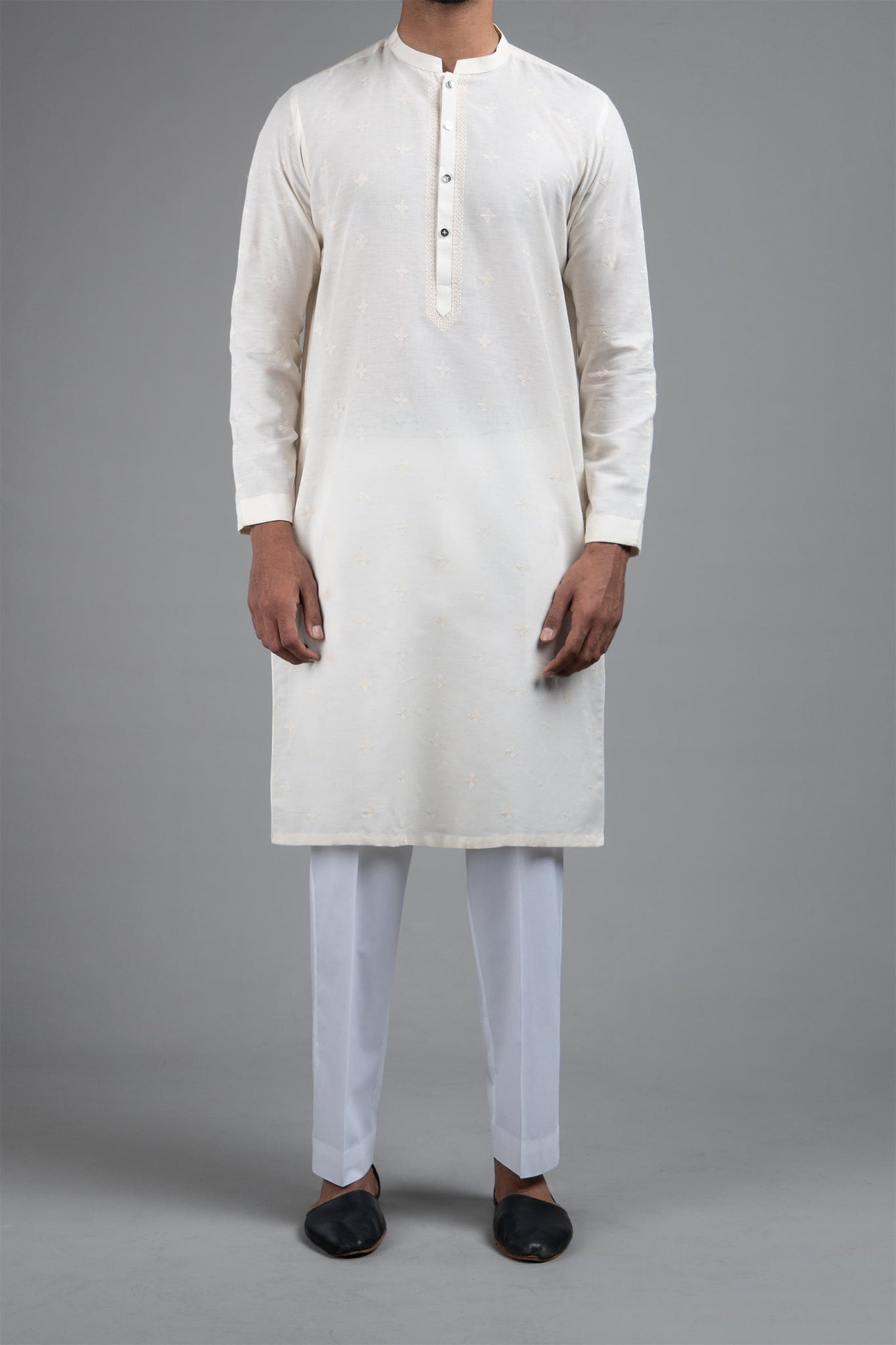 Embroidered Kurta Off White