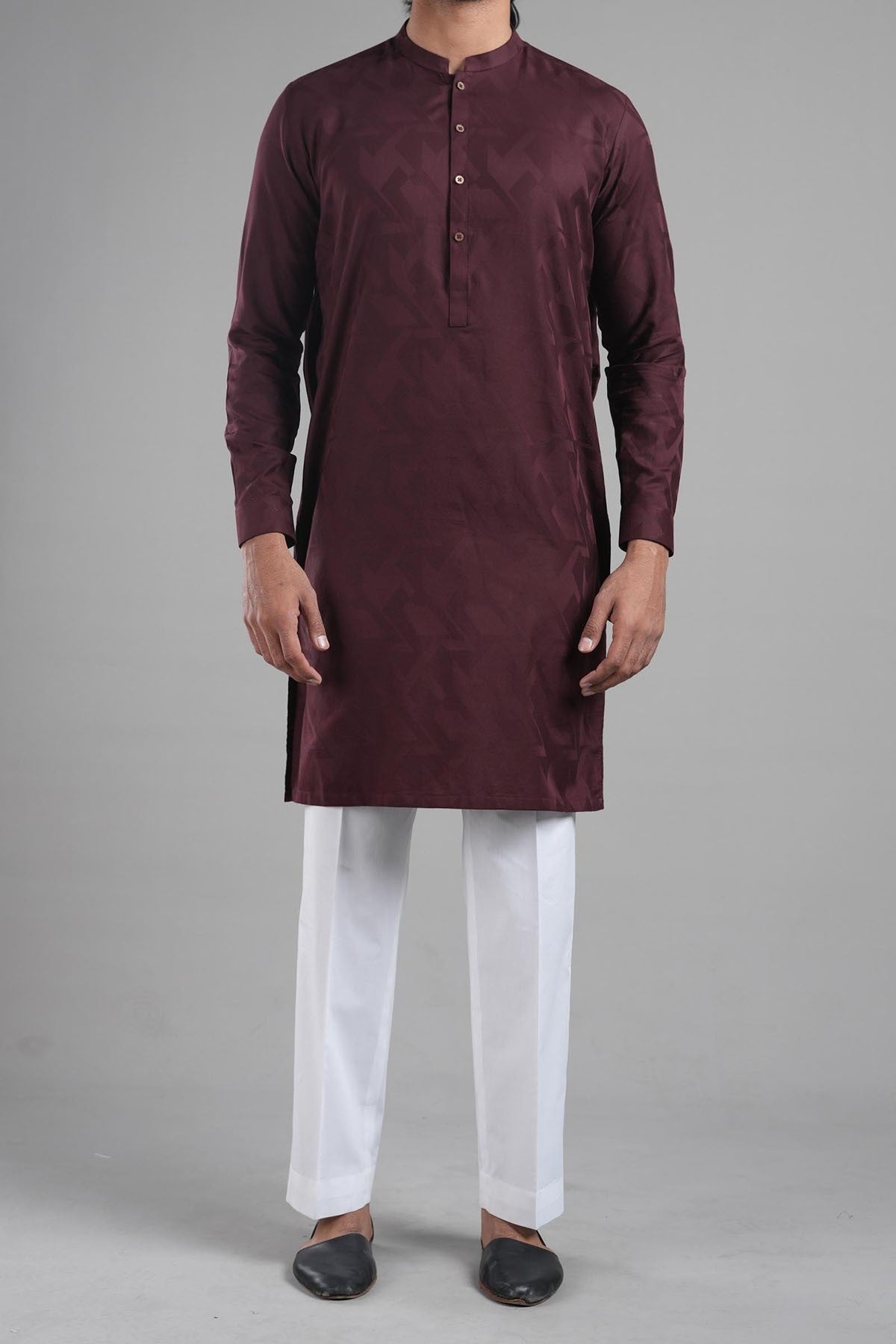 Jacquard Kurta Maroon