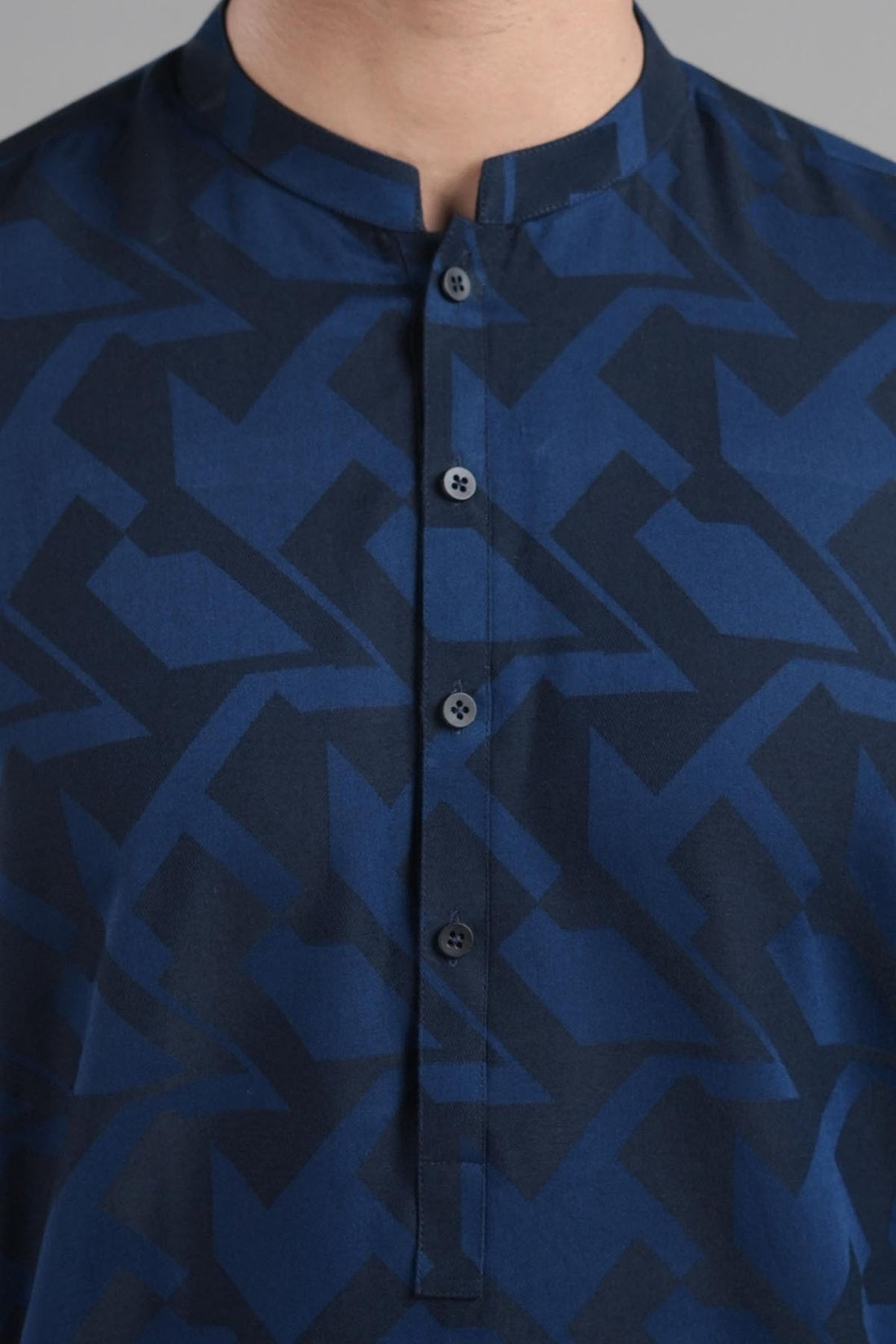 Jacquard Kurta Navy Blue