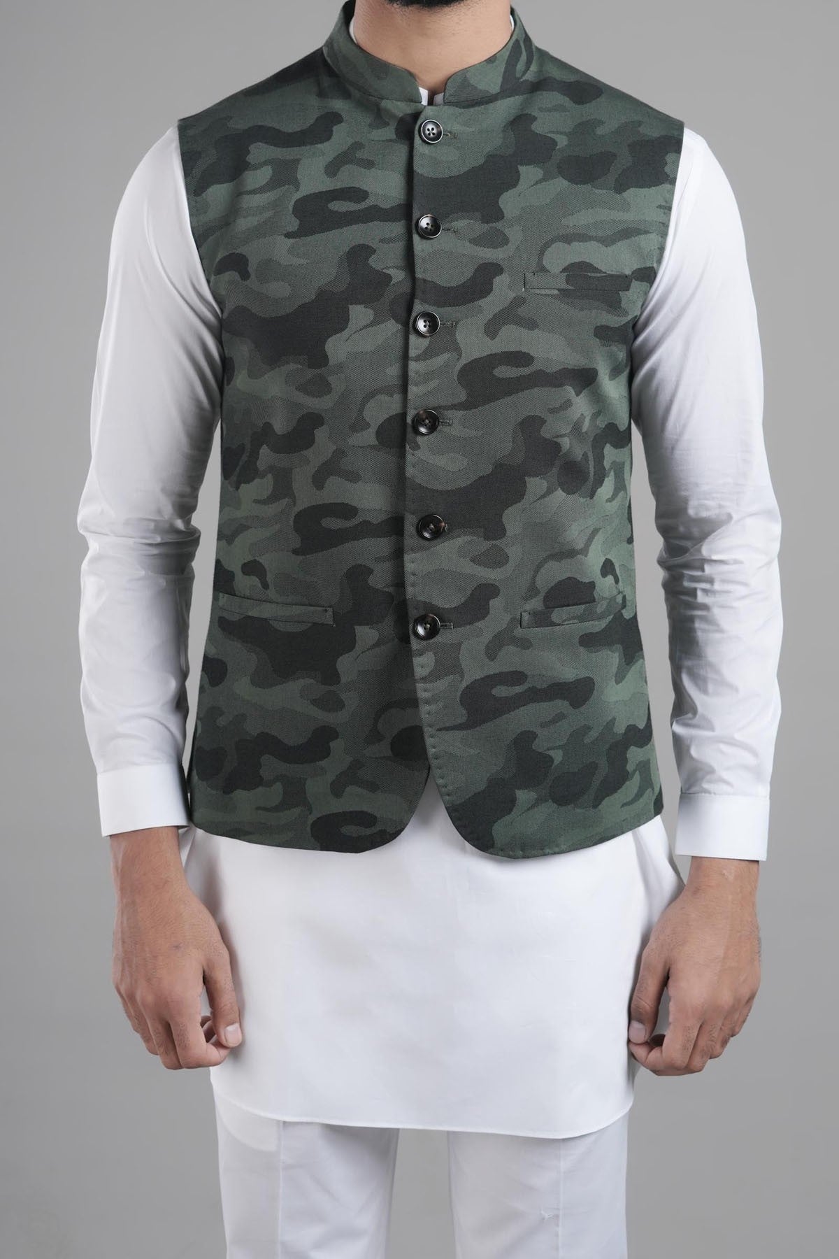 Jacquard waistcoat Green