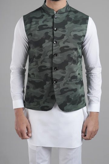 Jacquard waistcoat Green