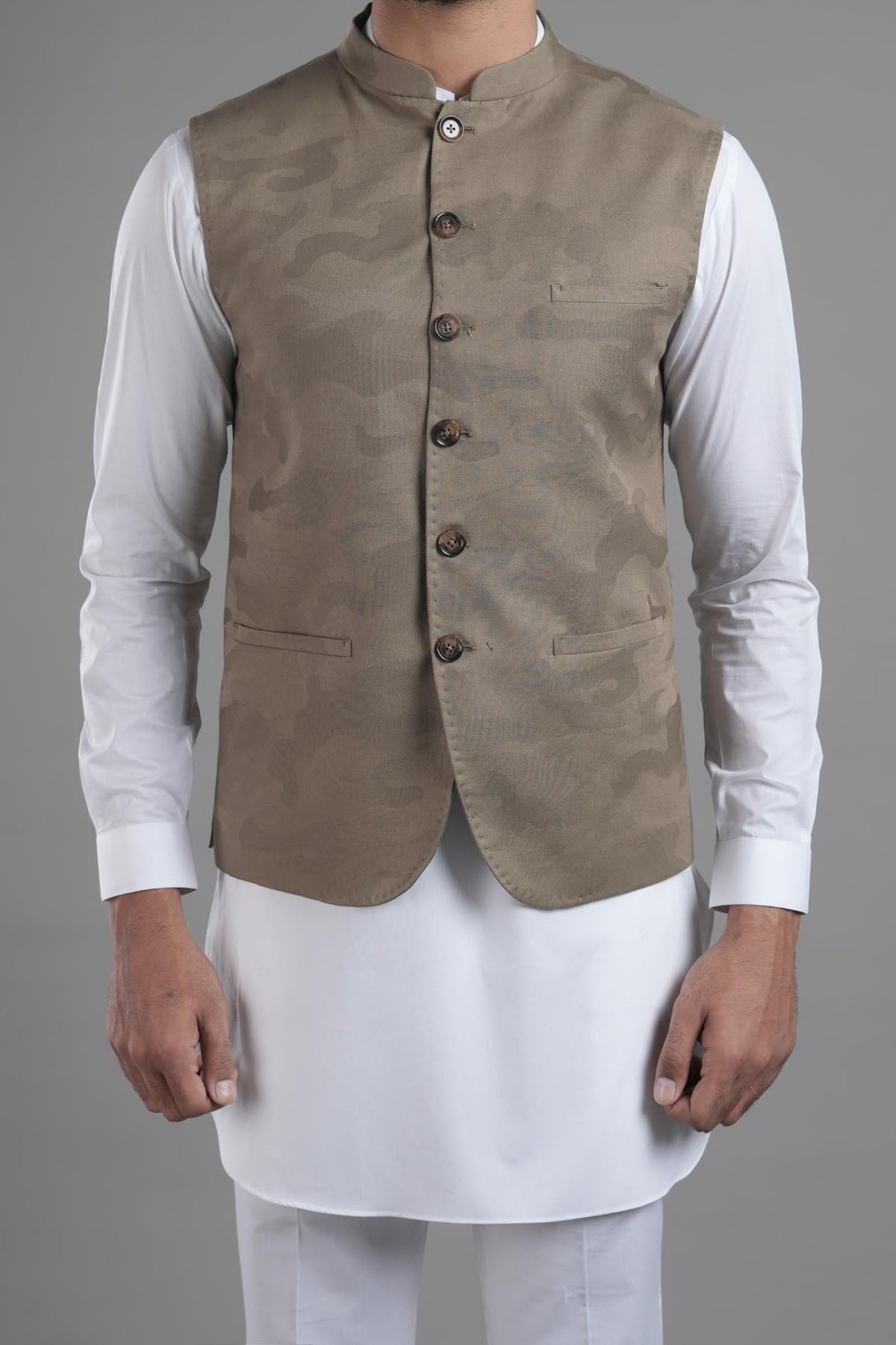 Jacquard Waistcoat Beige