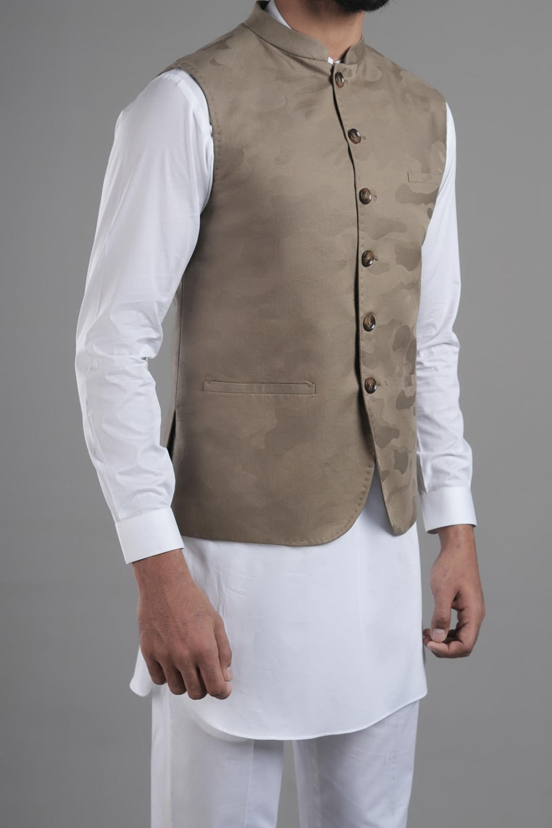 Jacquard Waistcoat Beige