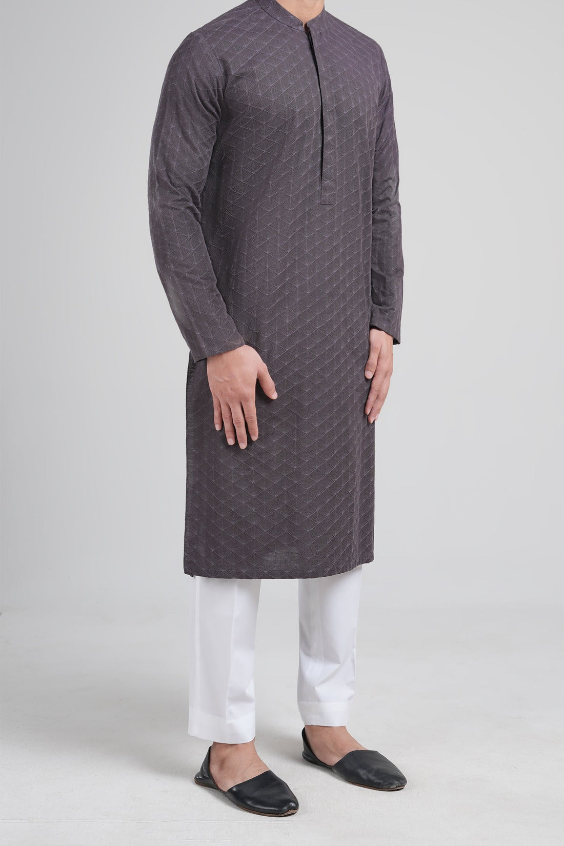 Embroidered Kurta Brown