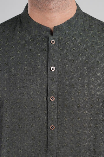 Embroidered kurta Rdy Olive Green