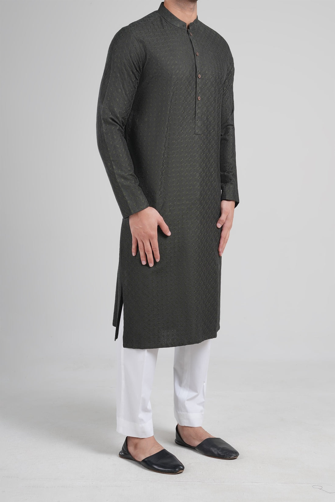 Embroidered kurta Rdy Olive Green