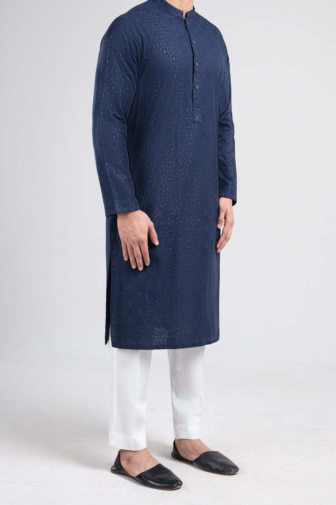 Embroidered Kurta Navy Blue