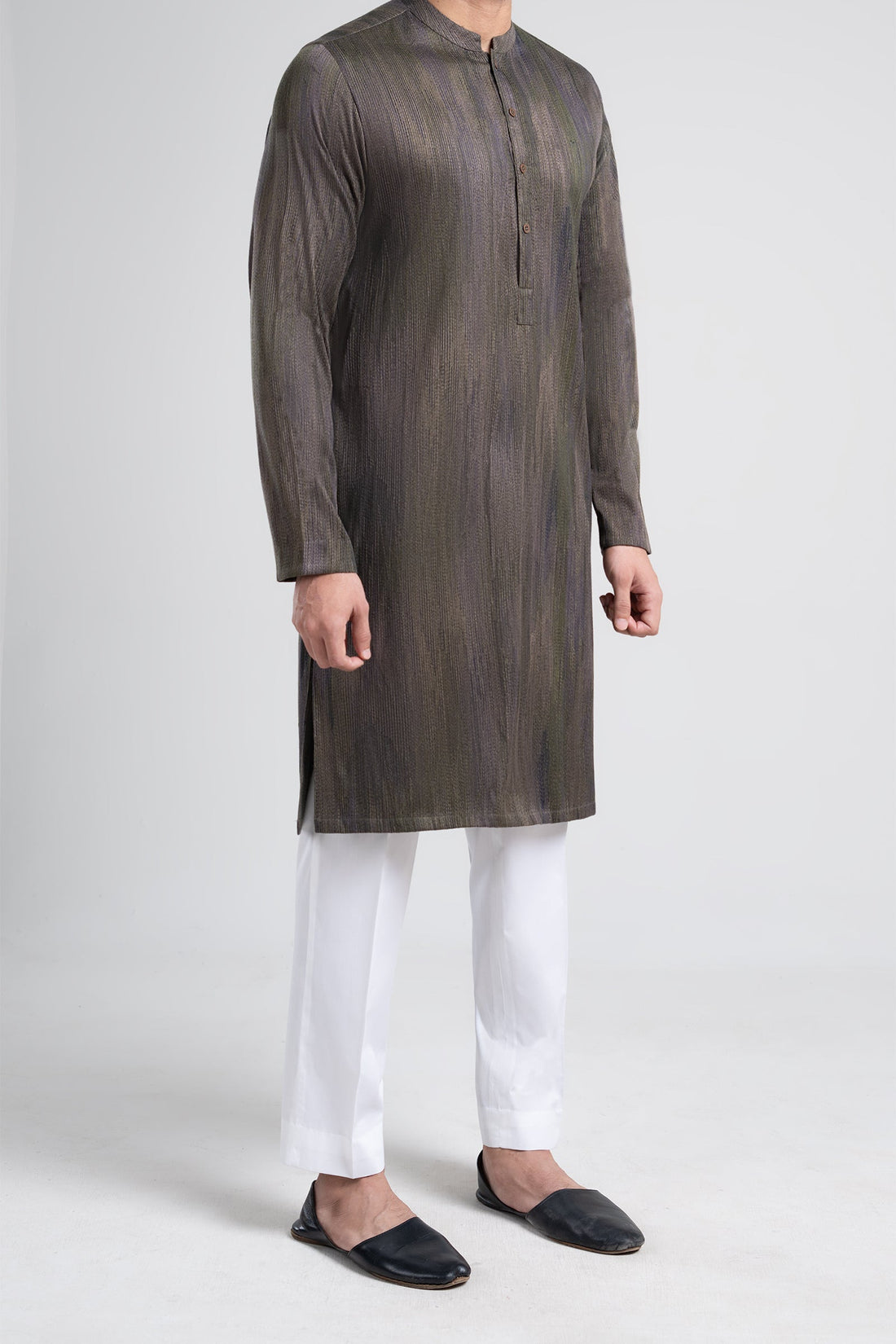 Embroidered Kurta Olive Green