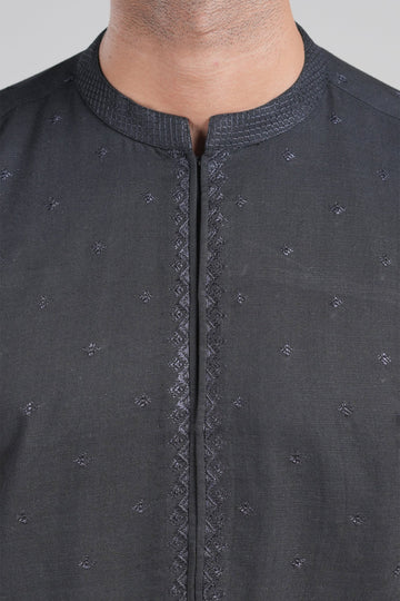 Embroidered Kurta Black