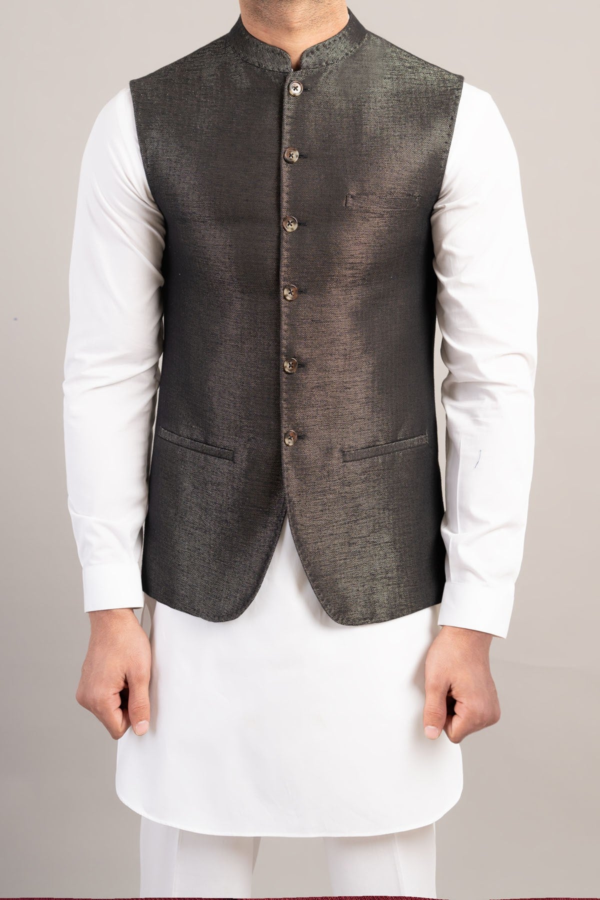 Handloomed Waistcoat Black