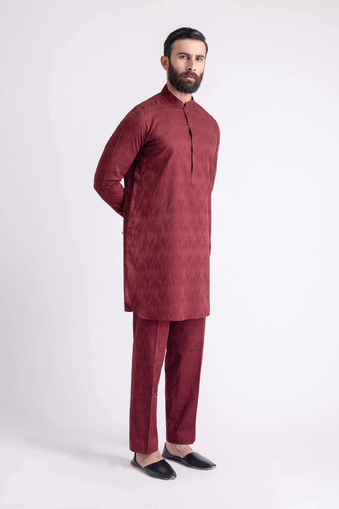 JACQUARD-KURTA TROUSER-MAROON