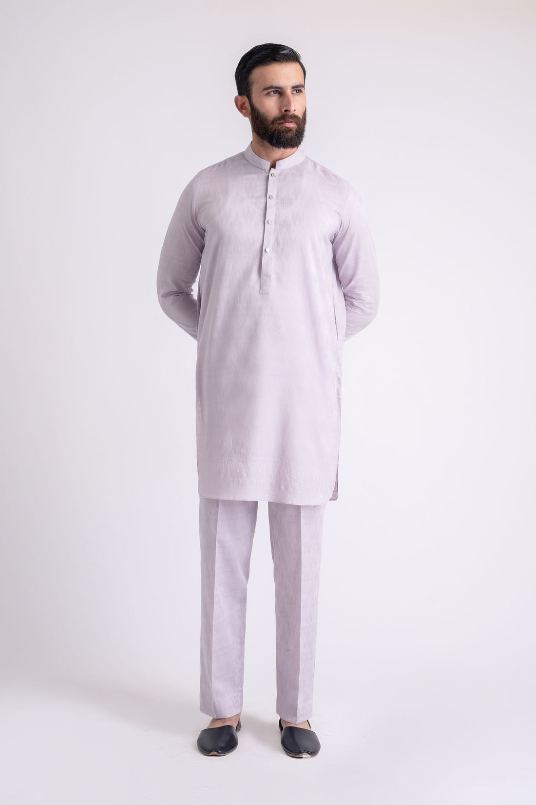 JACQUARD-KURTA TROUSER-L-PURPLE